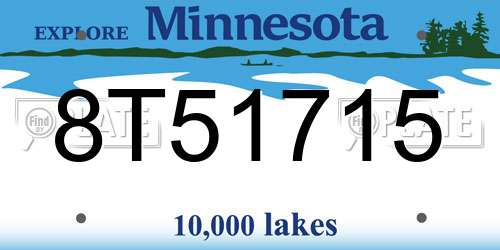 8T51715 Minnesota License Plate