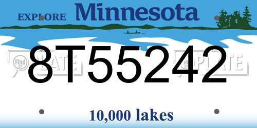 8T55242 Minnesota License Plate