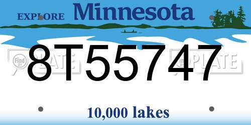 8T55747 Minnesota License Plate