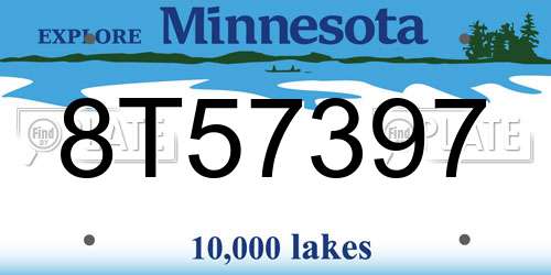 8T57397 Minnesota License Plate