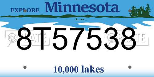 8T57538 Minnesota License Plate