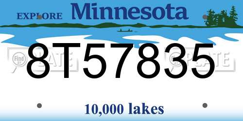 8T57835 Minnesota License Plate