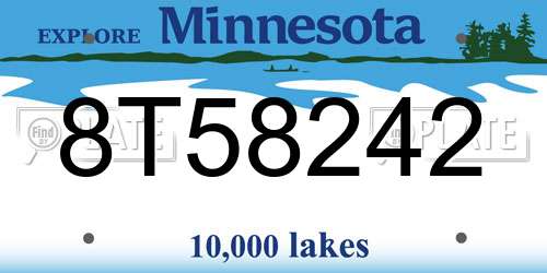 8T58242 Minnesota License Plate