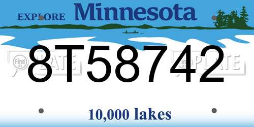 8T58742 Minnesota License Plate