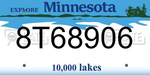 8T68906 Minnesota License Plate