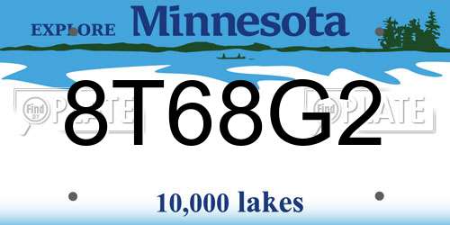 8T68G2 Minnesota License Plate