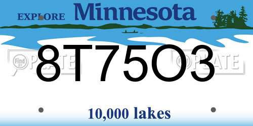 8T75O3 Minnesota License Plate
