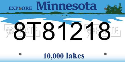 8T81218 Minnesota License Plate