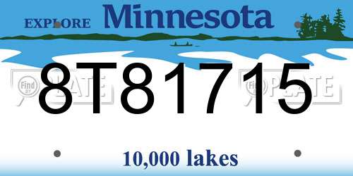 8T81715 Minnesota License Plate