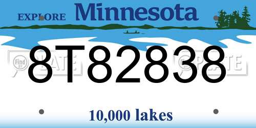 8T82838 Minnesota License Plate