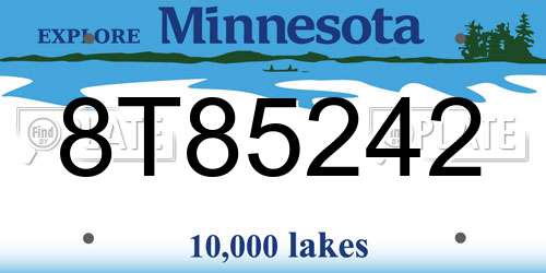 8T85242 Minnesota License Plate