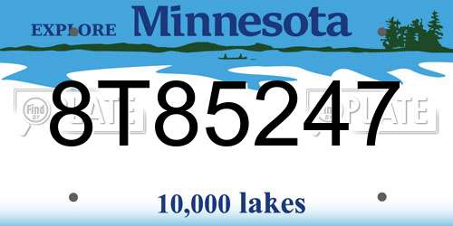 8T85247 Minnesota License Plate