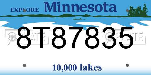8T87835 Minnesota License Plate