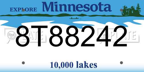 8T88242 Minnesota License Plate
