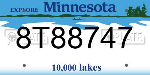 8T88747 Minnesota License Plate