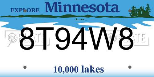 8T94W8 Minnesota License Plate