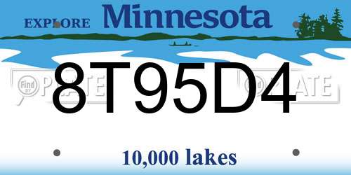8T95D4 Minnesota License Plate
