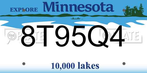 8T95Q4 Minnesota License Plate