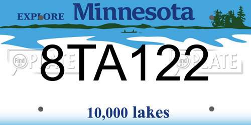 8TA122 Minnesota License Plate