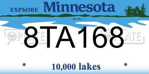 8TA168 Minnesota License Plate