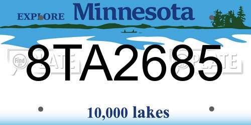 8TA2685 Minnesota License Plate