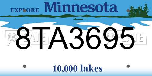 8TA3695 Minnesota License Plate
