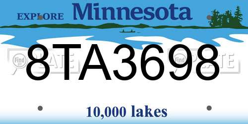 8TA3698 Minnesota License Plate