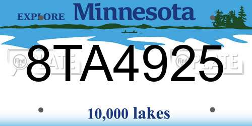 8TA4925 Minnesota License Plate