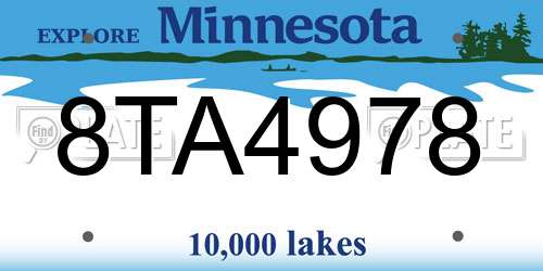 8TA4978 Minnesota License Plate