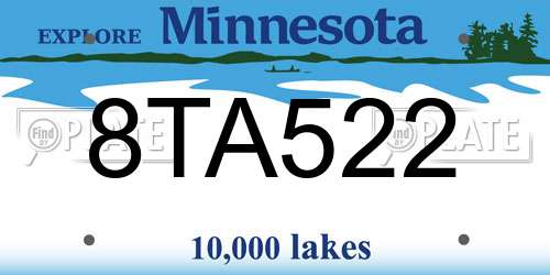 8TA522 Minnesota License Plate