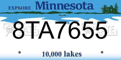 8TA7655 Minnesota License Plate