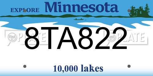 8TA822 Minnesota License Plate