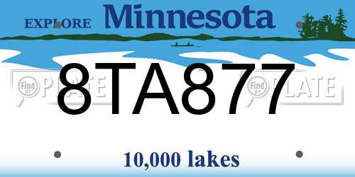 8TA877 Minnesota License Plate