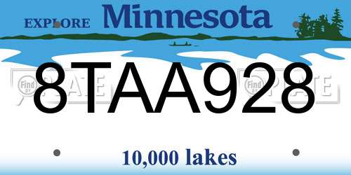 8TAA928 Minnesota License Plate