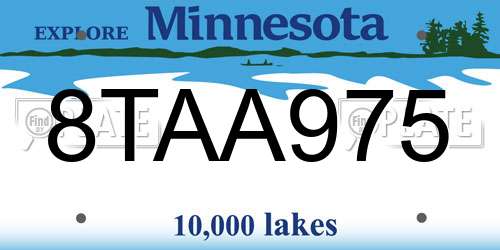 8TAA975 Minnesota License Plate