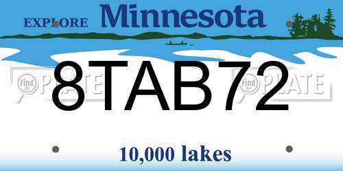 8TAB72 Minnesota License Plate