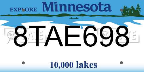 8TAE698 Minnesota License Plate