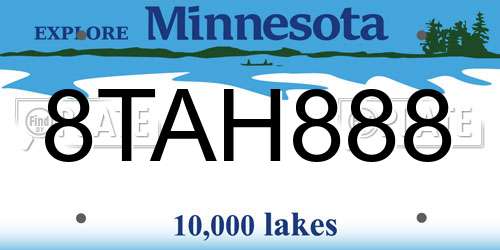 8TAH888 Minnesota License Plate
