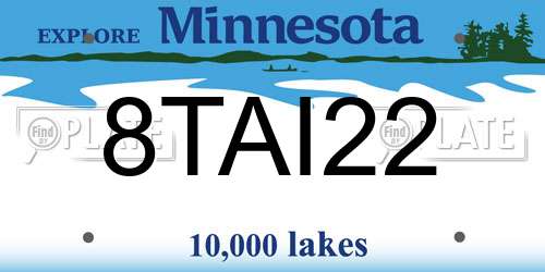 8TAI22 Minnesota License Plate