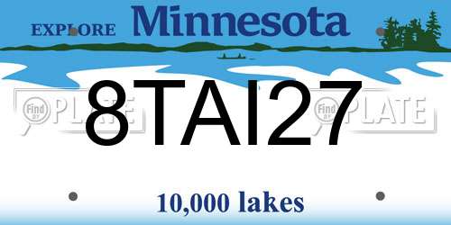8TAI27 Minnesota License Plate