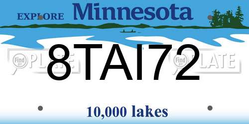 8TAI72 Minnesota License Plate
