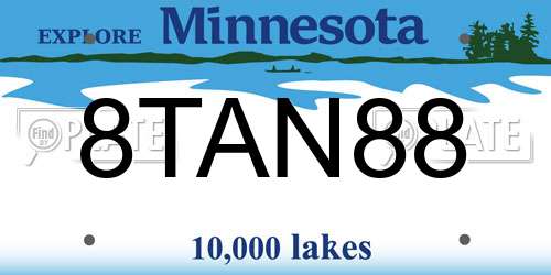 8TAN88 Minnesota License Plate