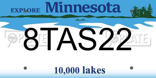 8TAS22 Minnesota License Plate
