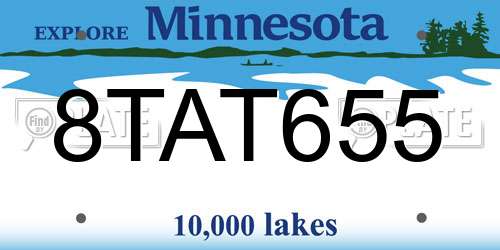 8TAT655 Minnesota License Plate