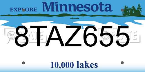 8TAZ655 Minnesota License Plate