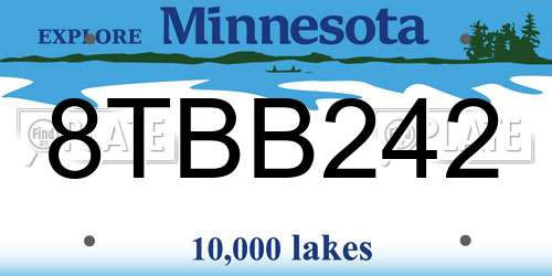 8TBB242 Minnesota License Plate