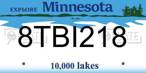 8TBI218 Minnesota License Plate