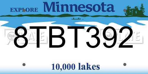 8TBT392 Minnesota License Plate