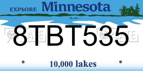 8TBT535 Minnesota License Plate
