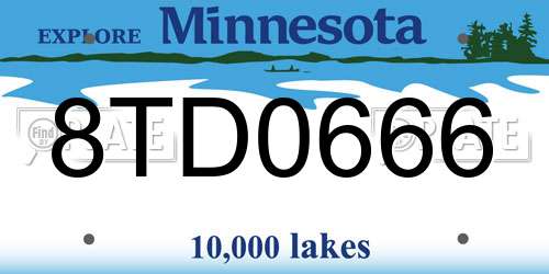 8TD0666 Minnesota License Plate